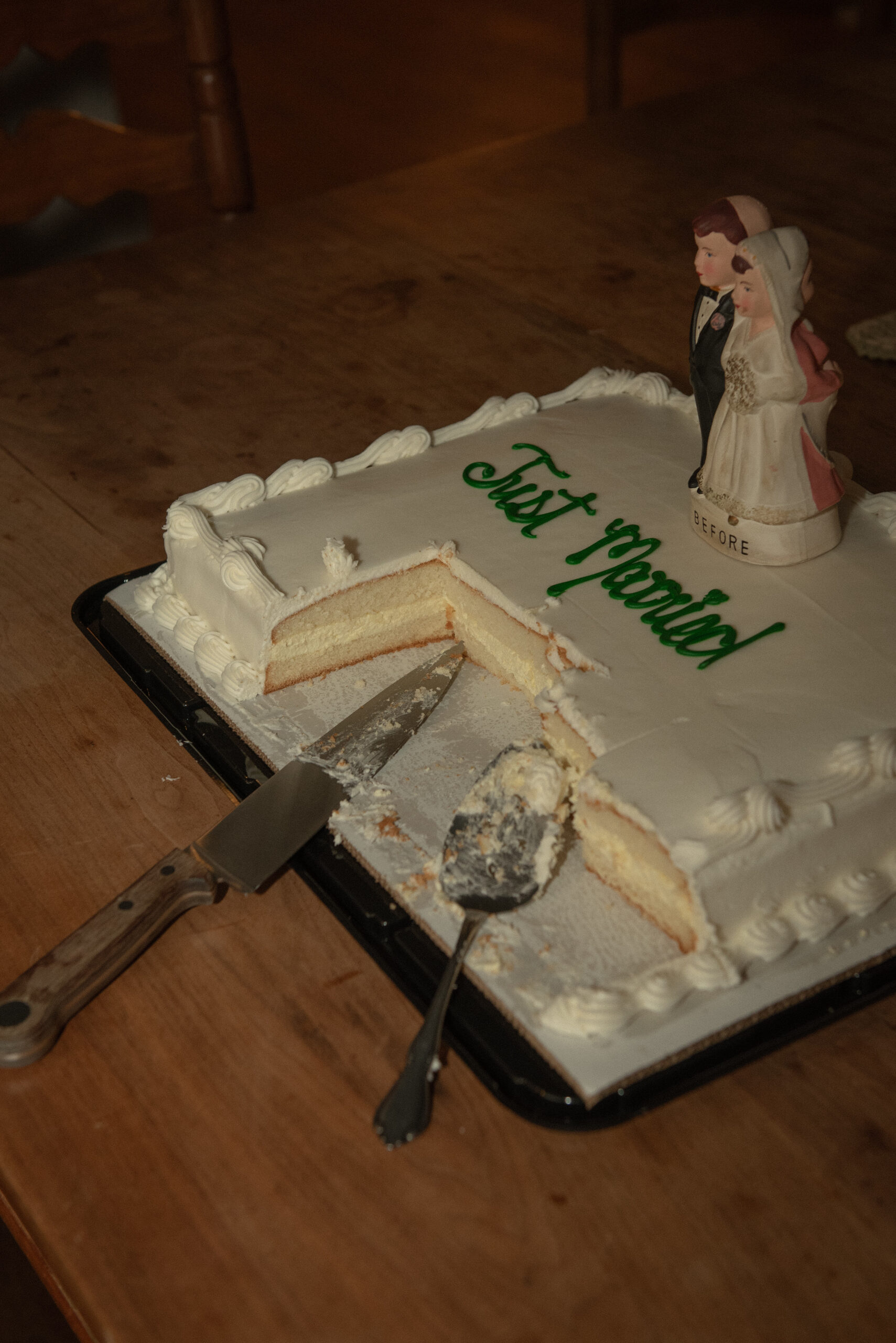 Simple elopement cake cutting during an intimate Texas Hill Country wedding celebration